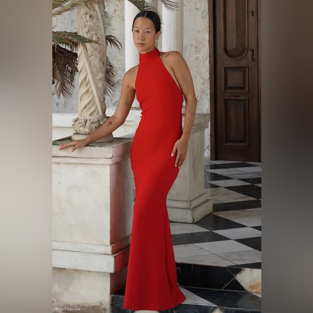 Brand NWT MESHKI GENESIS
High Neck Maxi Dress - Red